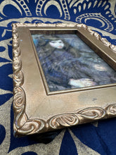 Load image into Gallery viewer, Girl with Cat Art Print in Brass Colored Wood Frame - September Live Sale 2026