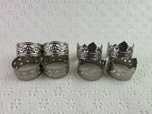 Load image into Gallery viewer, Stamped & Cut Silver Metal Napkin Ring Set -8pc