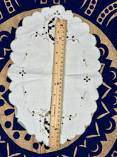 Load image into Gallery viewer, Vintage Oval Tabletop Doily with Embroidered Scalloped Edges- September Live Sale 2026