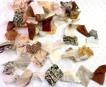 Load image into Gallery viewer, Neutral Bohemian Sari Silk& Vintage Book Page Garland Banner 15' ~Hand Made