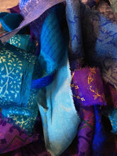 Load image into Gallery viewer, Bohemian Sari Silk Garland Banner 30 feet ~Blue & Purple