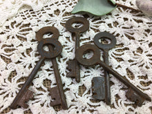 Load image into Gallery viewer, Antique Rusted Skeleton Keys #77