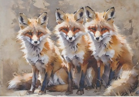 Three Foxes Decoupage Paper 14x20