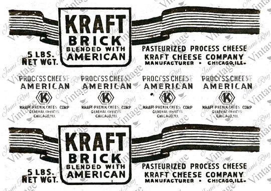 Kraft Cheese Label 8x11 Decoupage Paper by JRV