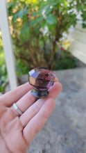 Load image into Gallery viewer, Beetle ~Purple Cut Glass Knob with Antiqued Brass Base
