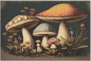 Dark Mushrooms Decoupage Paper 10x15