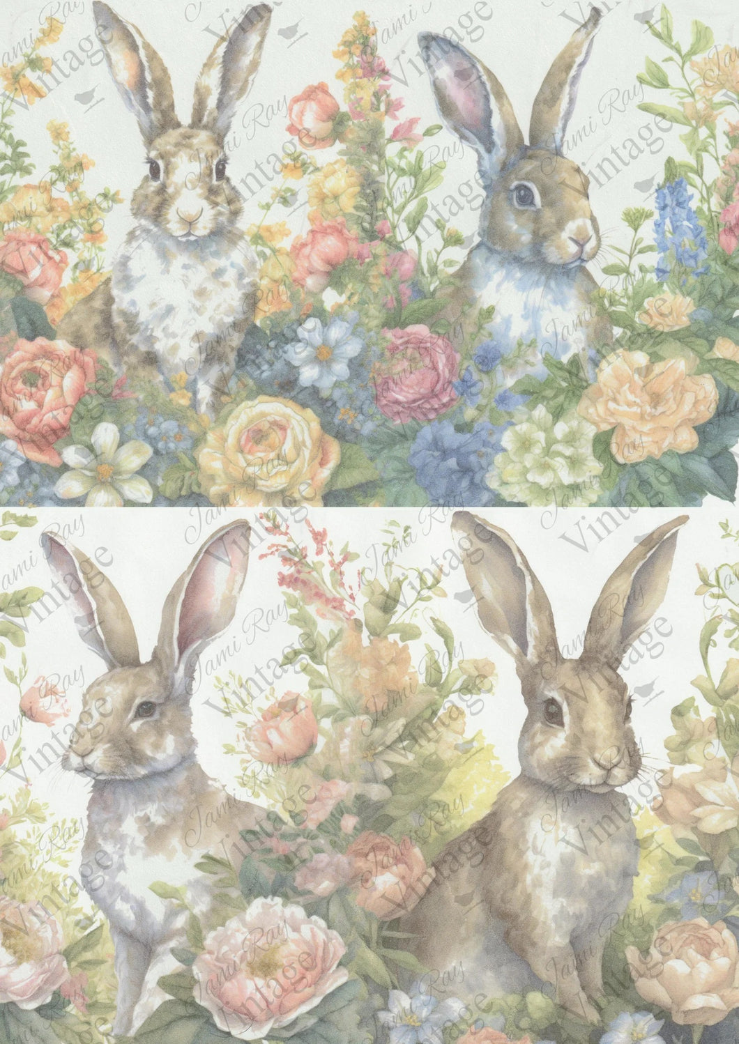 Four Bunnies 8x11 Decoupage Paper by JRV