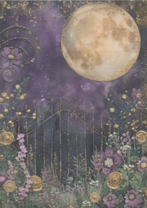 Full Moon Garden Decoupage Paper 15x20