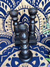 Load image into Gallery viewer, Set of 3 Brown Wooden Candlesticks - September Live Sale 2026

