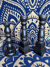 Load image into Gallery viewer, Set of 3 Brown Wooden Candlesticks - September Live Sale 2026
