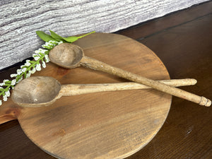 Antique Hand Carved Wood Spoon Set