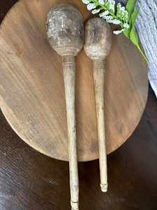 Antique Hand Carved Wood Spoon Set