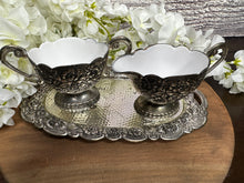 Load image into Gallery viewer, Vintage Silver Plate w Enamel Sugar &amp; Creamer Set -Japan
