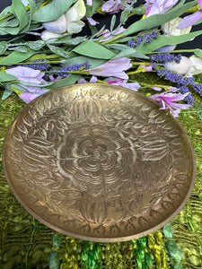 Vintage Solid Brass Etched Bowl- India