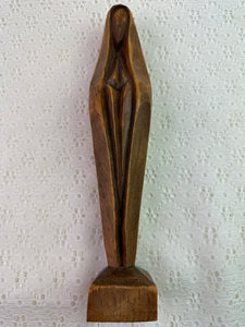 Antique Hand Carved Wood Mary Statue