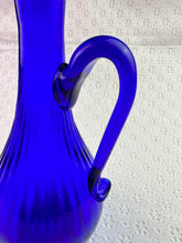 Load image into Gallery viewer, Cobalt Blue Hand Blown Glass Vase with Handle
