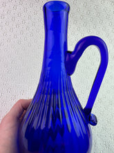 Load image into Gallery viewer, Cobalt Blue Hand Blown Glass Vase with Handle
