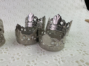 Stamped & Cut Silver Metal Napkin Ring Set -8pc