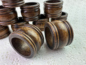 Vintage Wood Napkin Ring Set -10pc