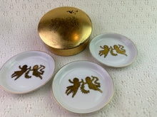 Load image into Gallery viewer, Vintage Ceramic Coaster Set with Gold Angel &amp; Box -Japan
