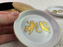 Load image into Gallery viewer, Vintage Ceramic Coaster Set with Gold Angel &amp; Box -Japan
