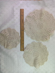 Hand Crochet Vintage Doilies  -3 pc sets