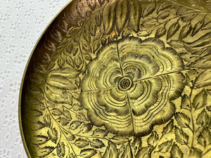 Vintage Solid Brass Etched Bowl- India