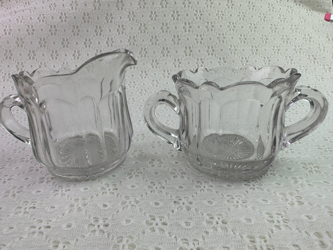 Vintage Pressed Glass Cream & Sugar Set