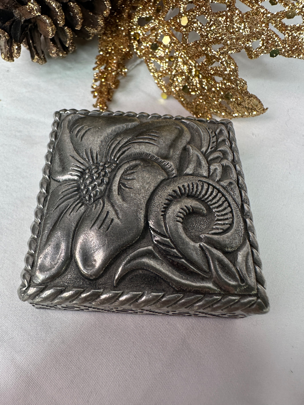 Small Vintage Pewter Trinket Box