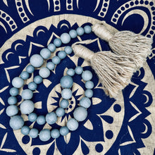 Load image into Gallery viewer, Natural Grey Wood Bead Garland with Jute Tassels - September Live Sale 2026
