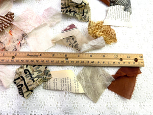 Neutral Bohemian Sari Silk& Vintage Book Page Garland Banner 15' ~Hand Made