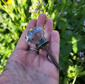 Nameless ~Carved Glass Knob with Antiqued Brass Base