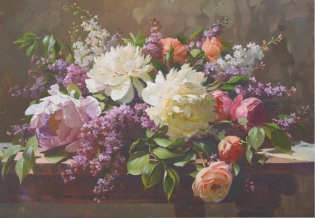 Peoney & Lilac Floral Bouquet Decoupage Paper 14x20