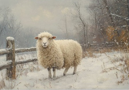 Sheep with Winter Landscape Decoupage Paper 14x20