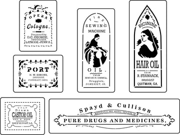 Apothecary Labels 1 Stencil Set by JRV