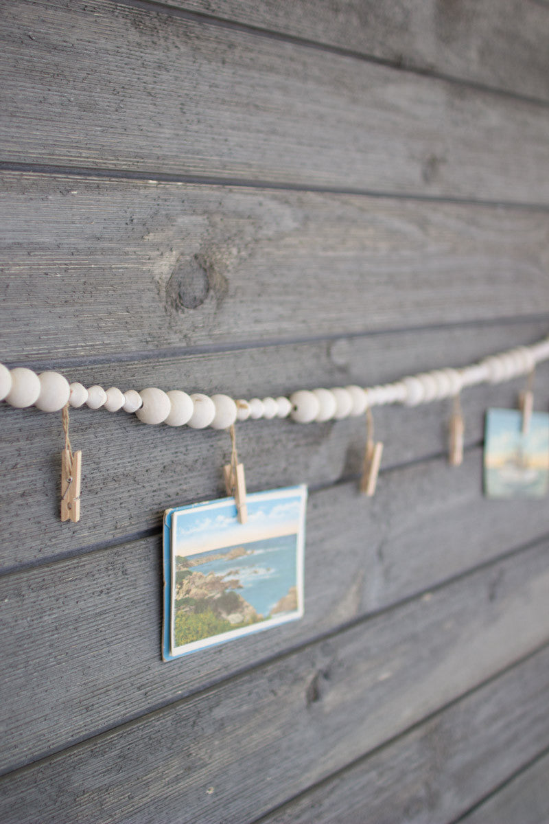 Wood Bead Garland with Clothes Pins