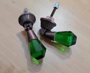 Elphaba ~ Antique Style Emerald Glass Drop Pulls