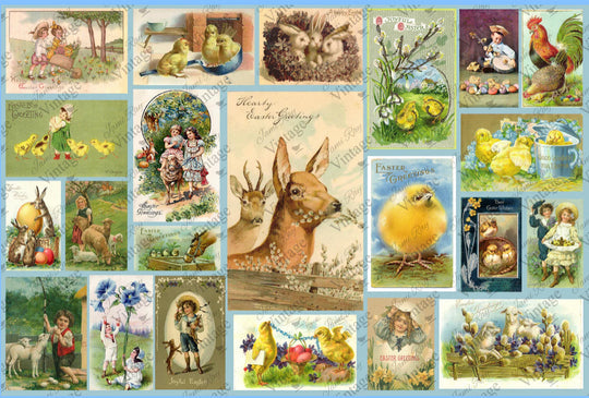 Vintage Easter Cards Decoupage Paper by JRV