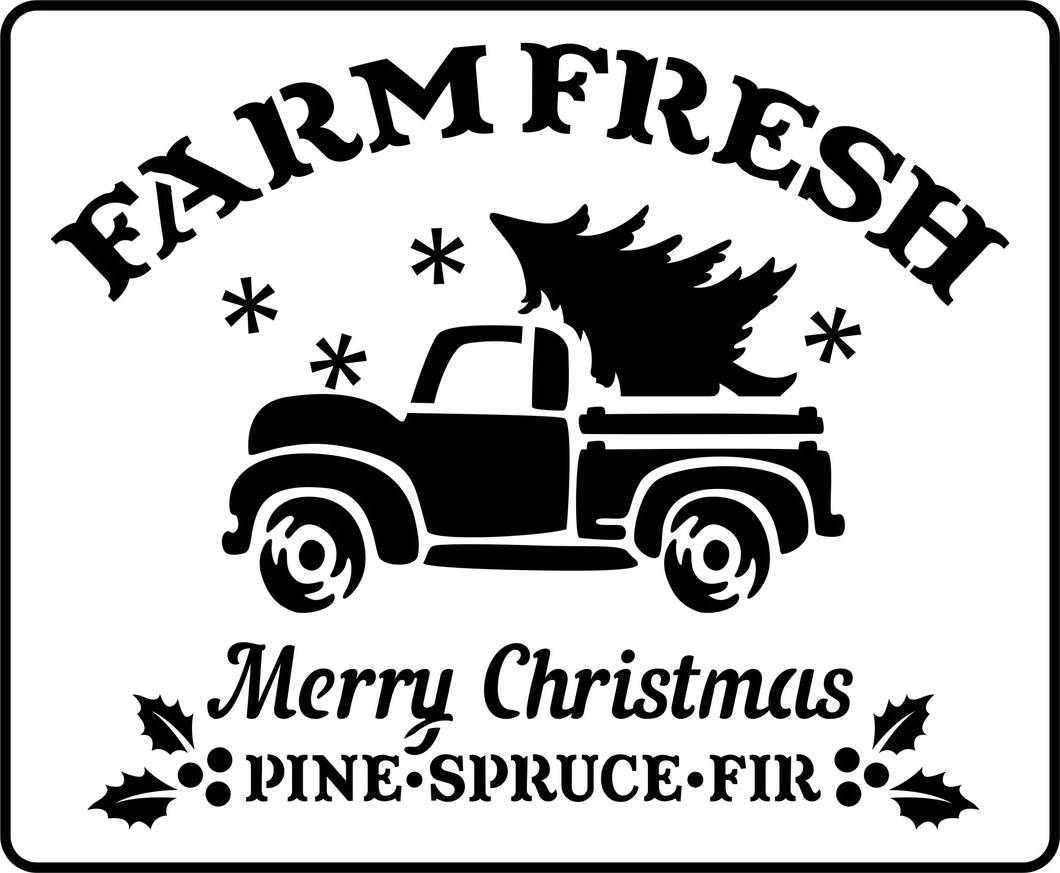 Farm Fresh Christmas Truck Stencil by JRV