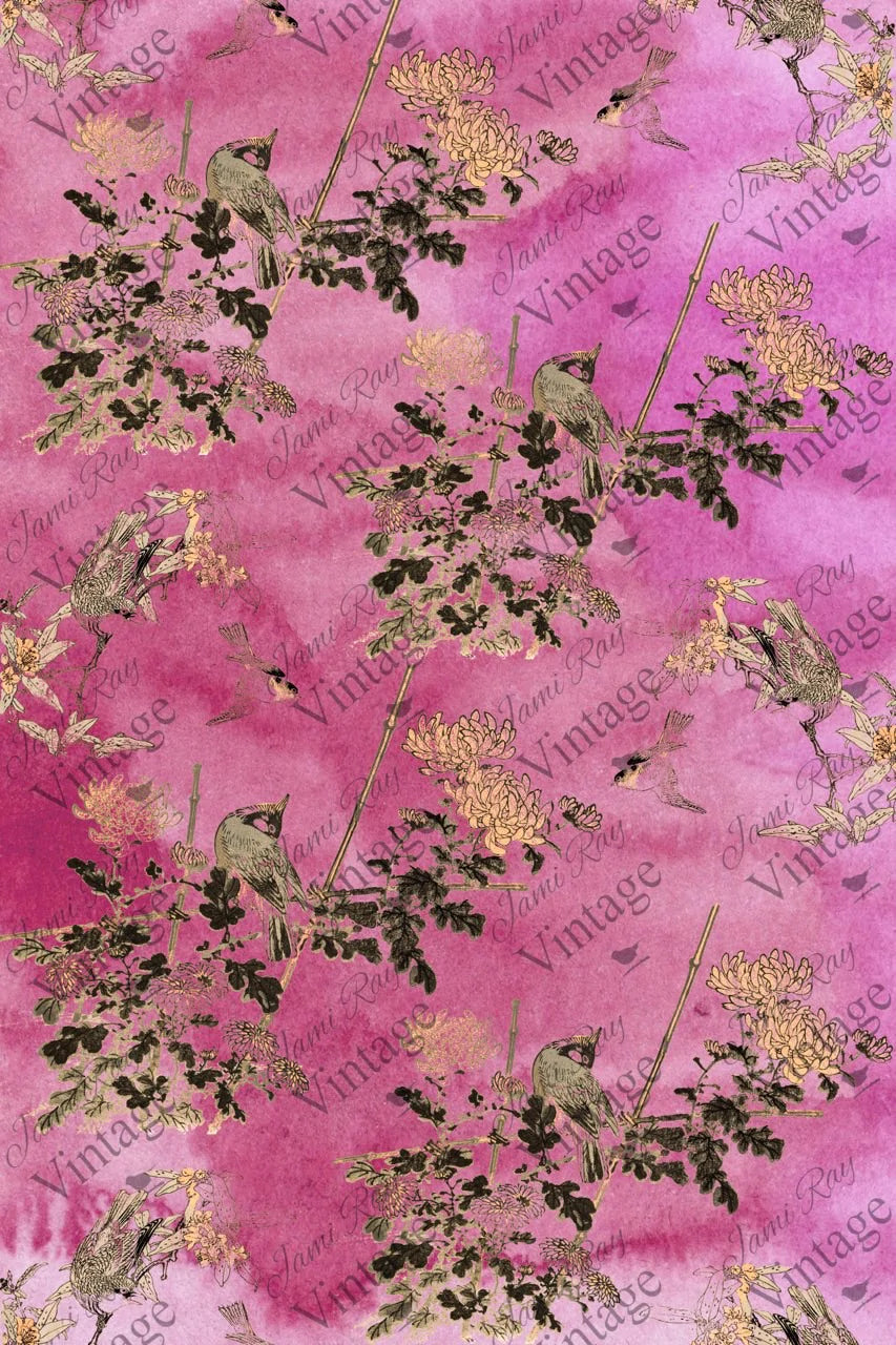 Hot Pink Chinoiserie Decoupage Paper by JRV