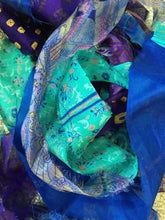 Load image into Gallery viewer, Bohemian Sari Silk Garland Banner 30 feet ~Aqua Blue
