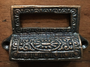 Shelley ~ Cast Iron Apothecary Style Label Pulls -4 pc Set