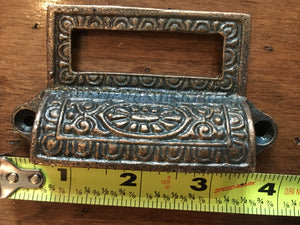 Shelley ~ Cast Iron Apothecary Style Label Pulls -4 pc Set