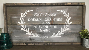 Handmade Rustic Style Sign - Dreaux Chartres