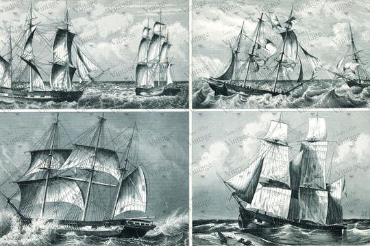 Ships at Sea Decoupage Paper by JRV