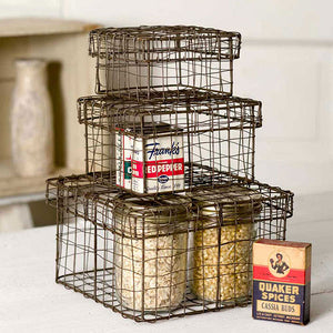 Rustic Wire Nesting Boxes -3 piece set