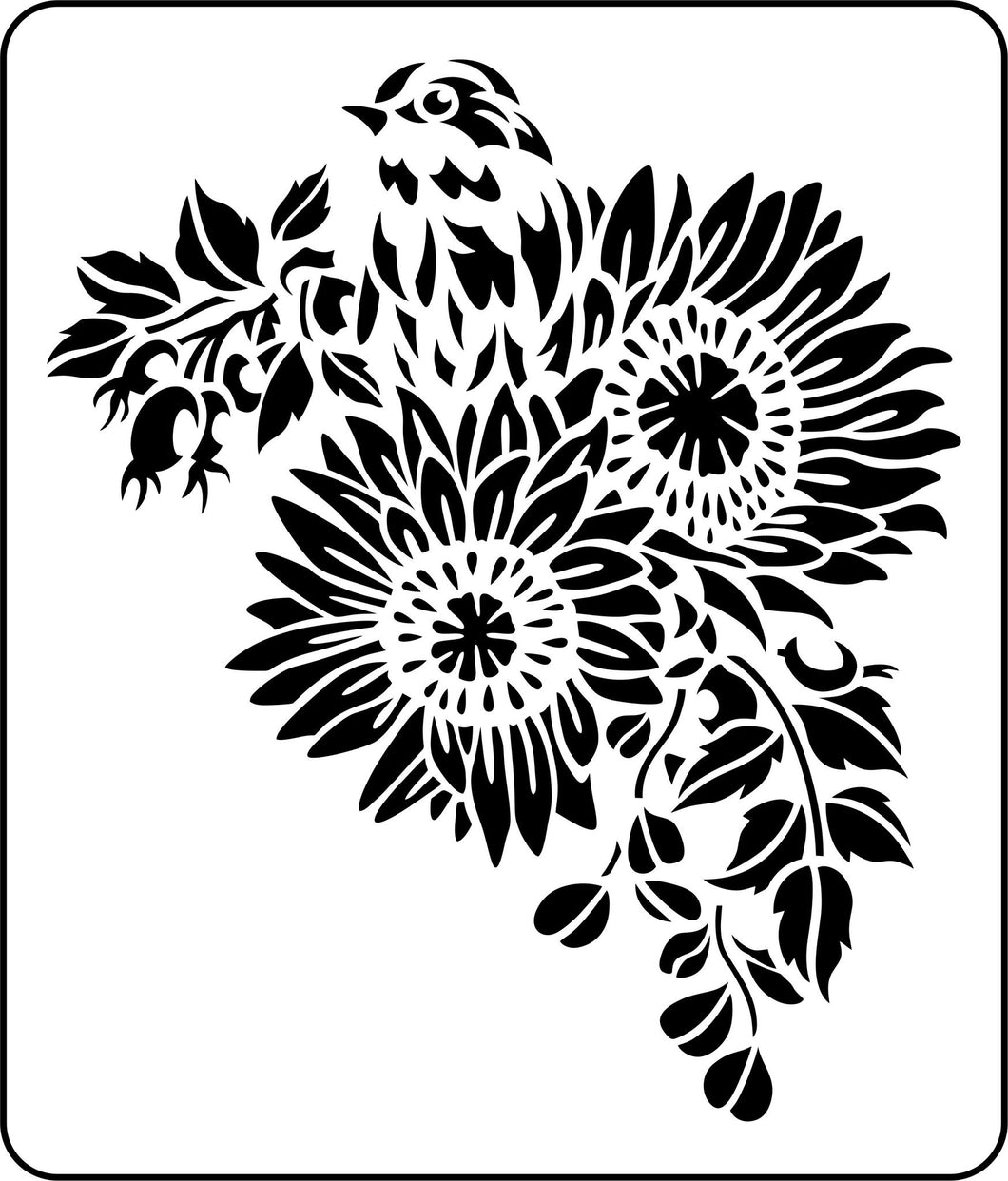 Sunflower Bird Stencil by JRV